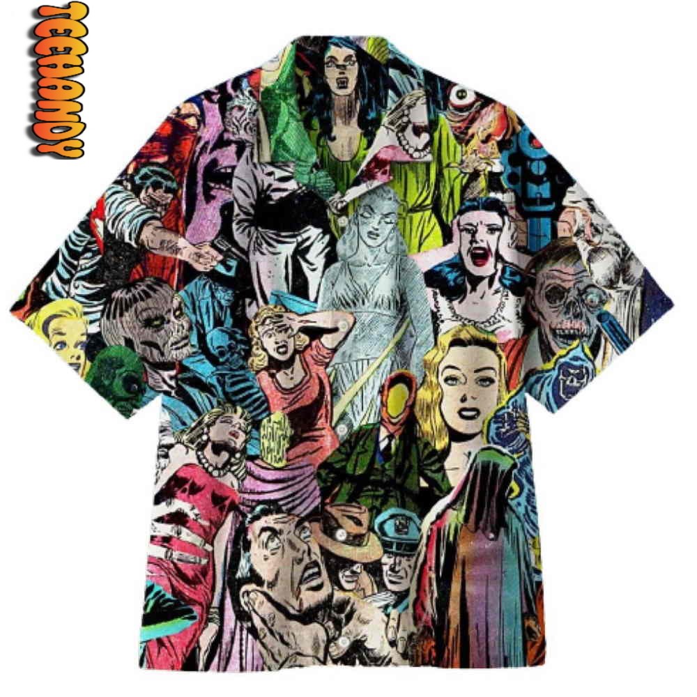 1950s Horror Comics Collage Hawaiian Shirt