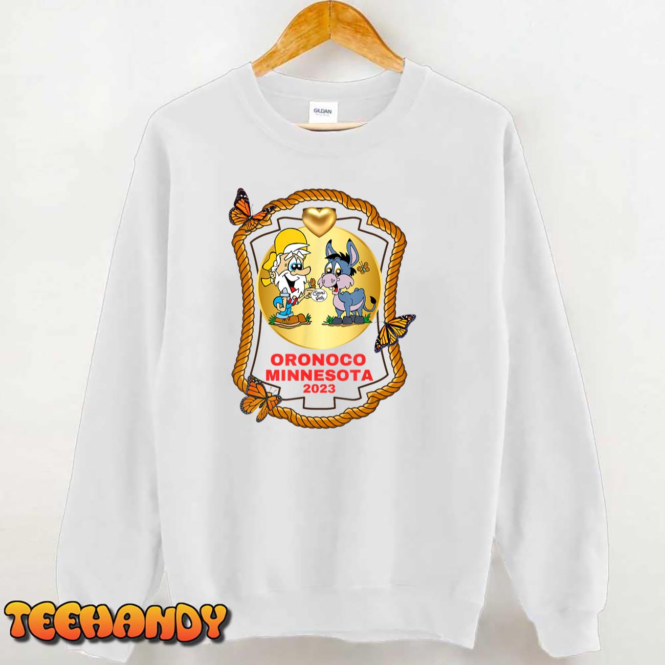 2023 Oronoco Minesota Heart Of Gold Miner Donkey Butterflies T-Shirt