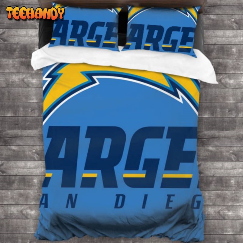 100 Washed Microfiber NFL Los Angeles Chargers Logo Bedding Set
